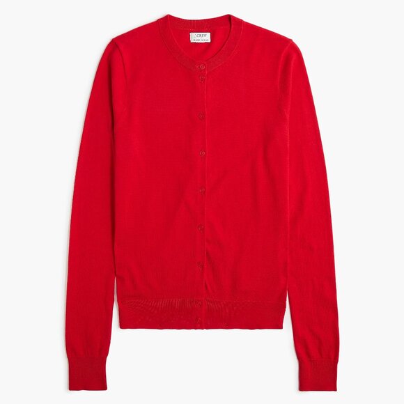 J. Crew Classic Cardinal Red Cotton Cardigan Sweater - Picture 3 of 11